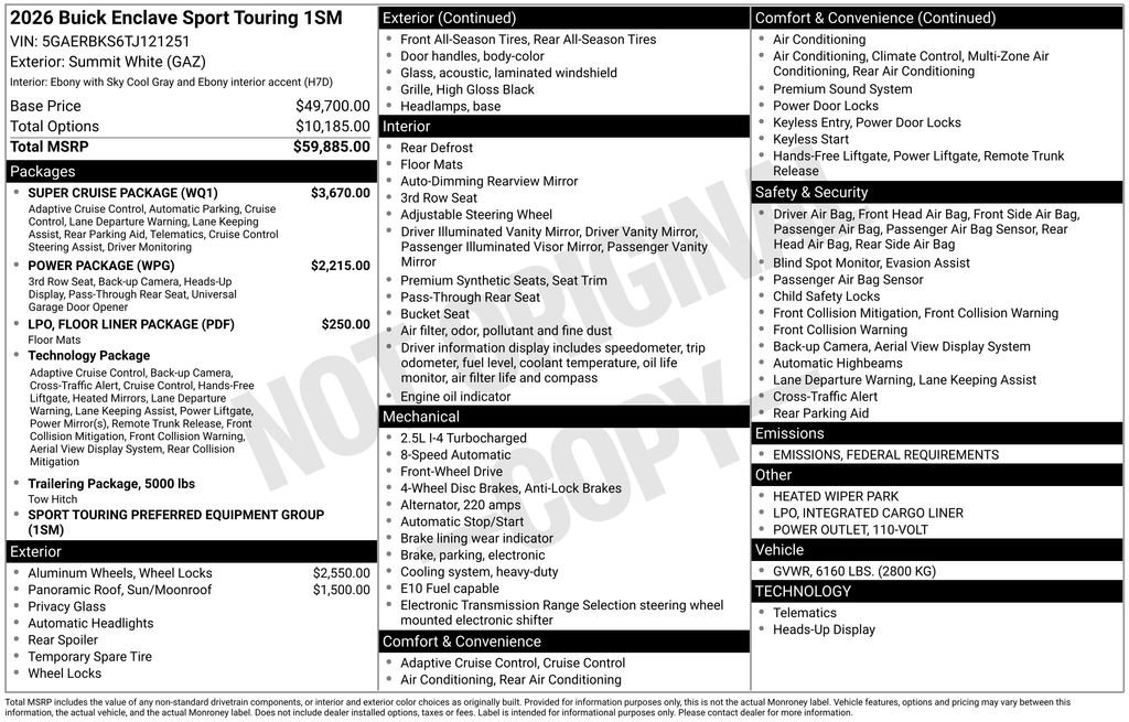 New 2026 Buick Enclave Sport Touring w/ Super Cruise Package image 49