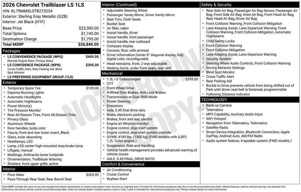 New 2026 Chevrolet TrailBlazer LS w/ LS Convenience Package FWD image 11