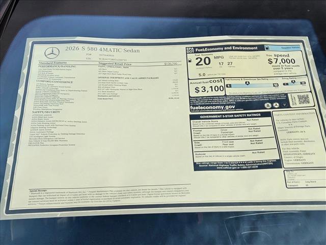 New 2026 Mercedes-Benz S 580 4MATIC Sedan image 18
