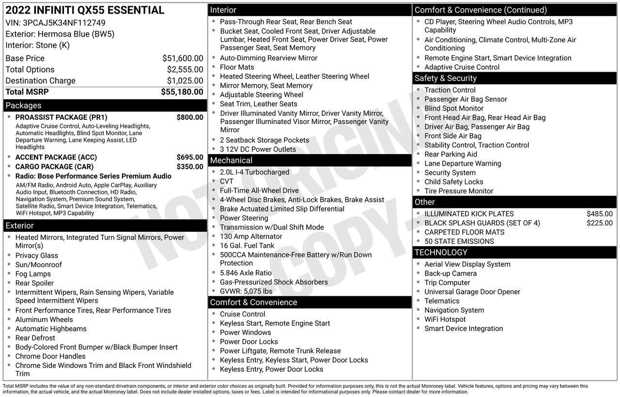 Used 2022 INFINITI QX55 Essential w/ Proassist Package image 33