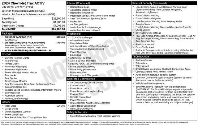 Used 2024 Chevrolet Trax ACTIV w/ Sunroof Package FWD image 11