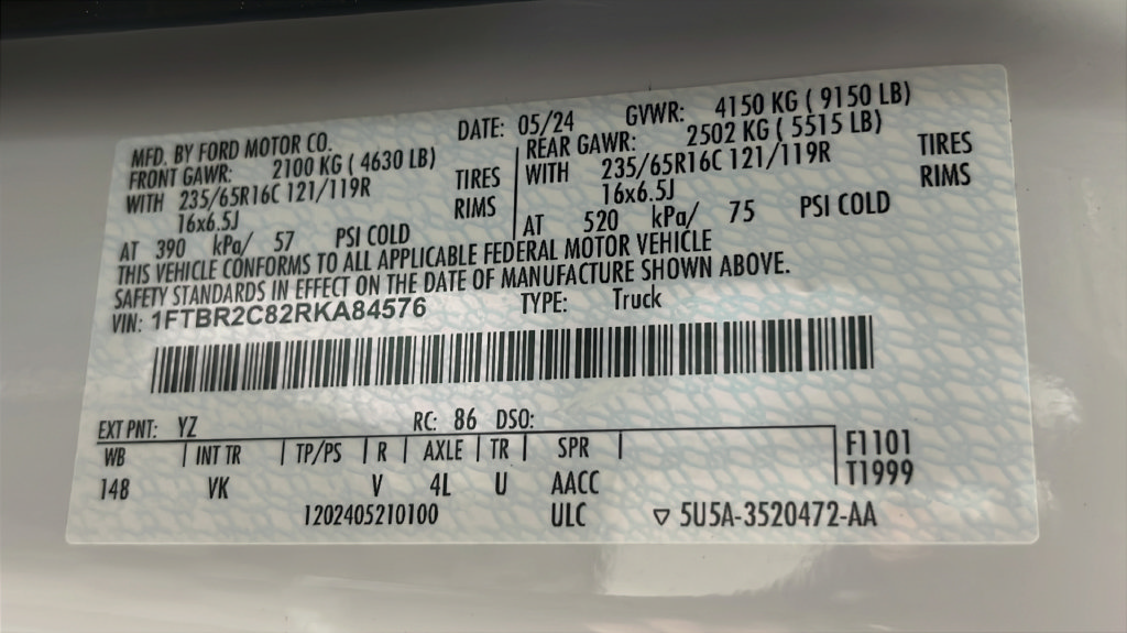 Used 2024 Ford Transit 250 148 Medium Roof Extended AWD w/ Load Area Protection Package image 43