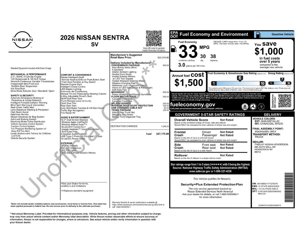 New 2026 Nissan Sentra SV w/ SV Convenience Package FWD image 4
