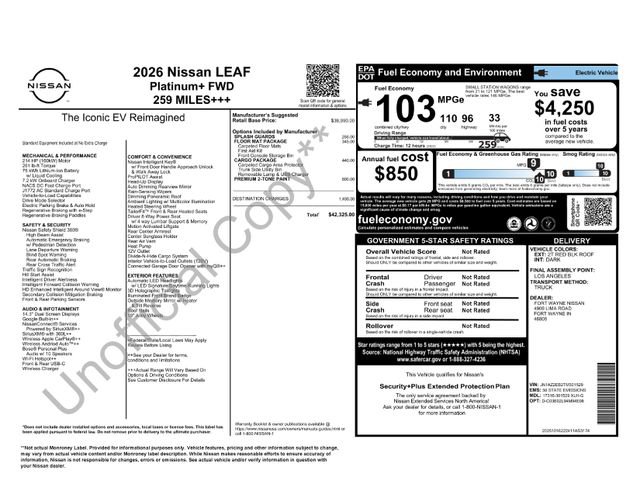 New 2026 Nissan Leaf Platinum+ w/ Cargo Package (Platinum+) image 38