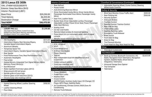 Used 2013 Lexus ES 300h w/ Luxury Pkg image 39