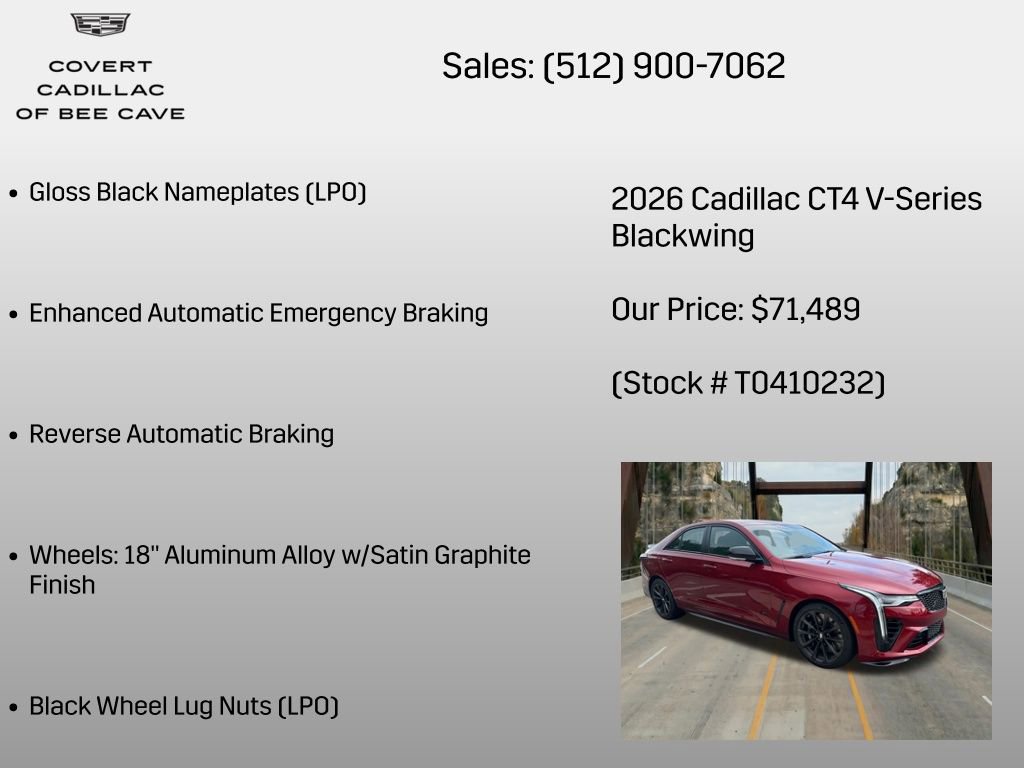 New 2026 Cadillac CT4 V Blackwing w/ Driver Assist Package RWD image 12