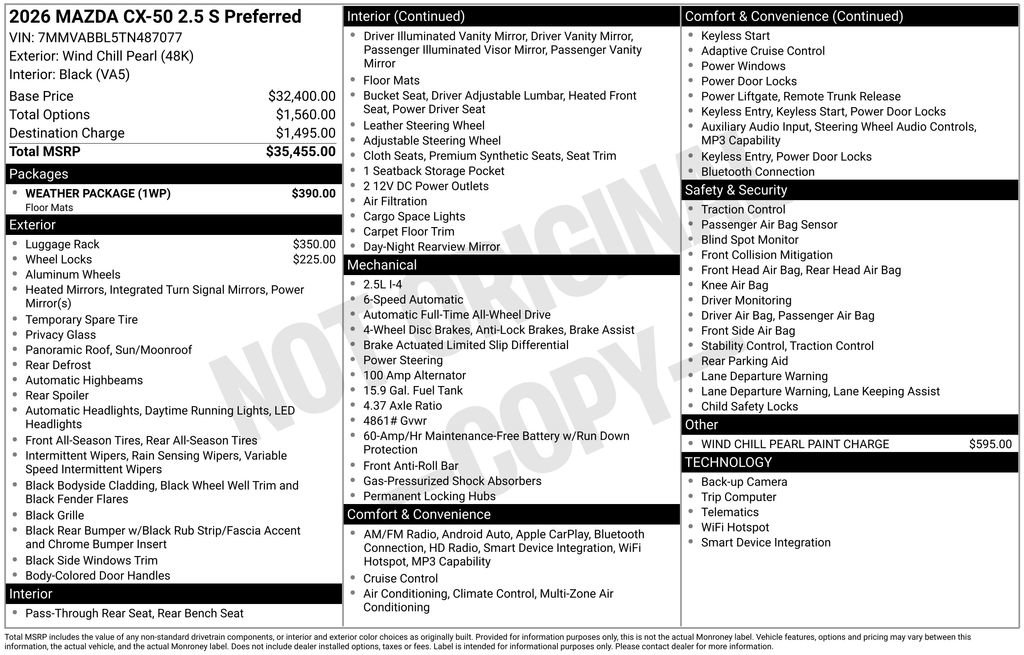 New 2026 MAZDA CX-50 AWD 2.5 S w/ Weather Package image 2