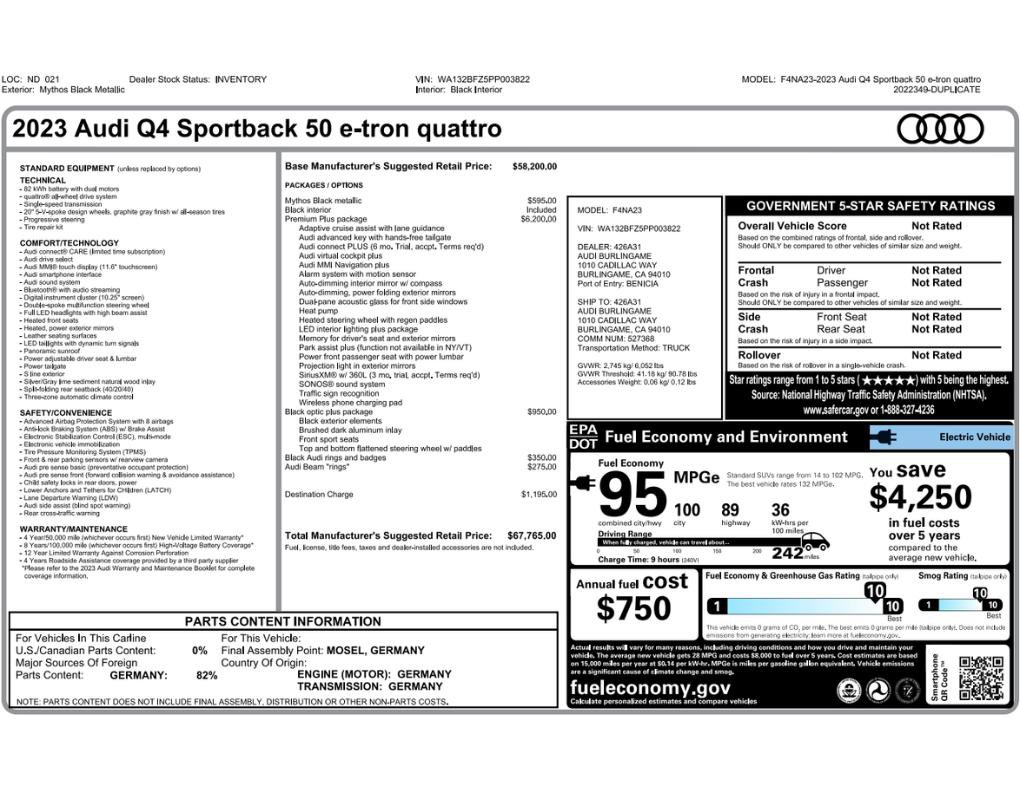 Used 2023 Audi Q4 e-tron Premium Plus w/ Premium Plus AWD/4WD image 2