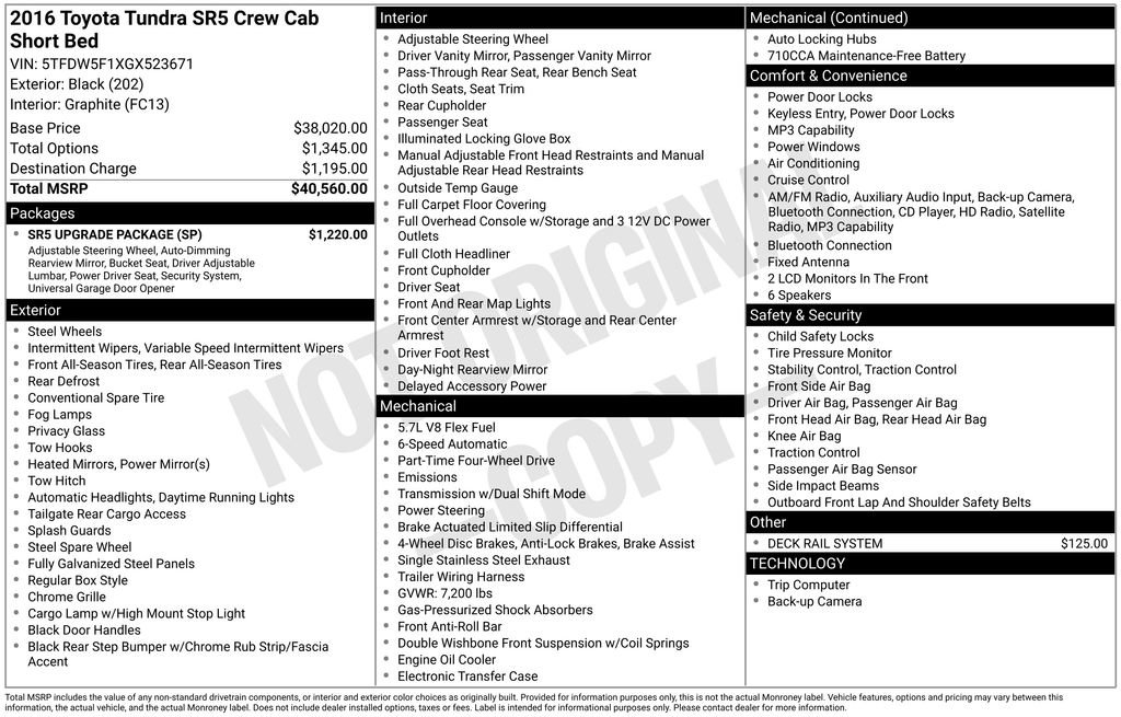 Used 2016 Toyota Tundra SR5 w/ SR5 Upgrade Package image 1