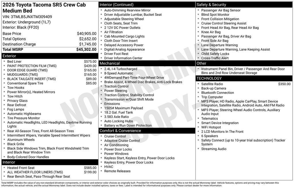 New 2026 Toyota Tacoma SR5 AWD/4WD image 6