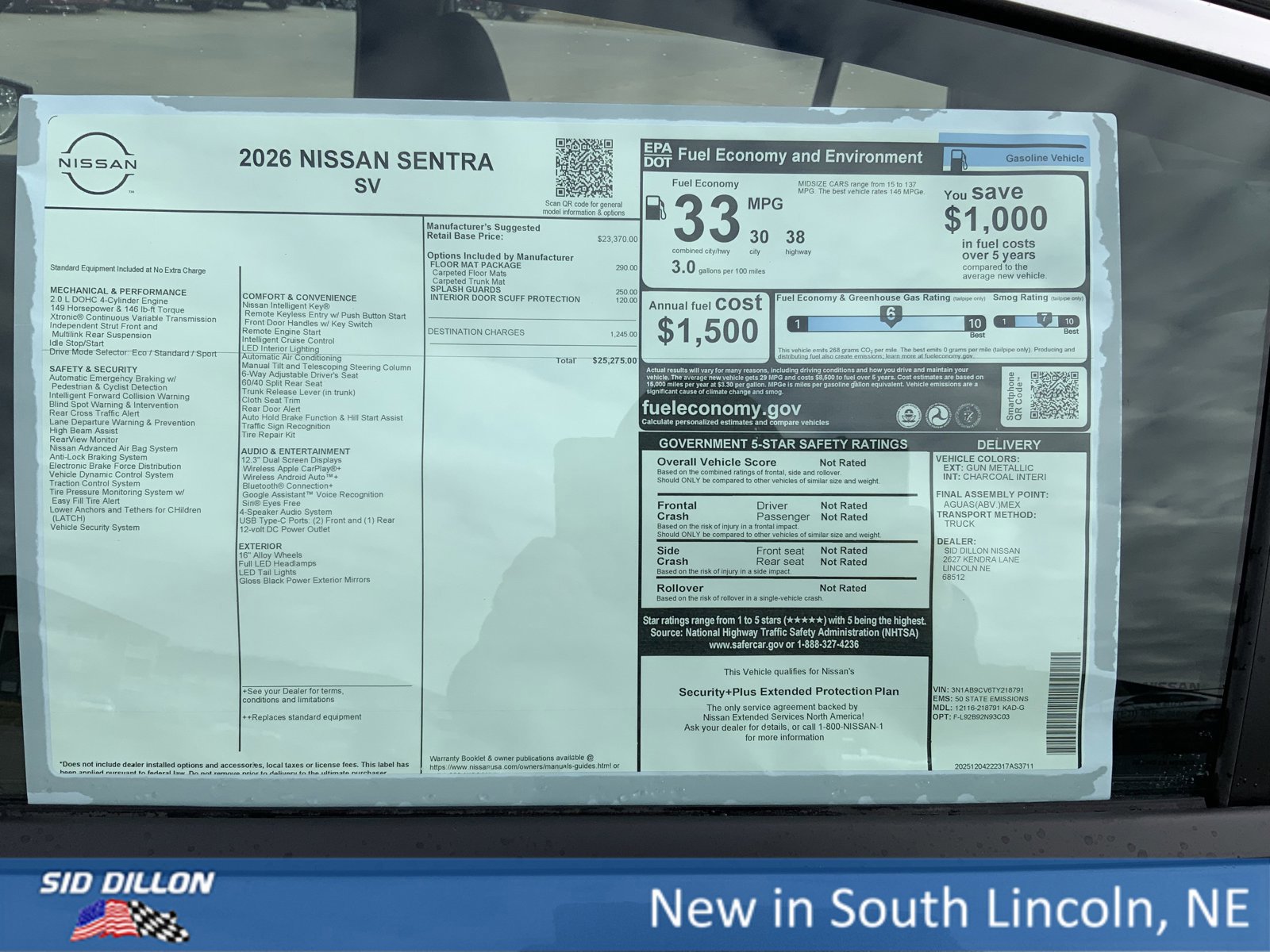 New 2026 Nissan Sentra SV w/ Floor Mat Package image 13