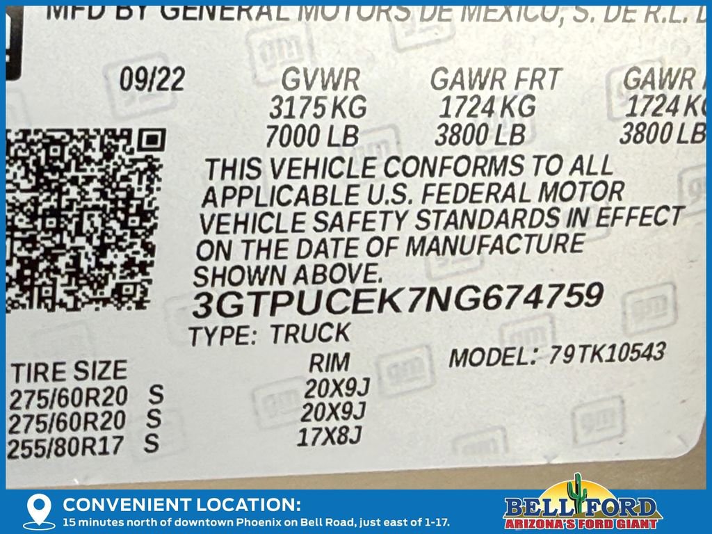 Used 2022 GMC Sierra 1500 Elevation w/ LPO, Elevation Black Package image 14