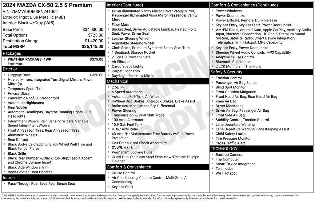 Certified 2024 MAZDA CX-50 AWD 2.5 S w/ Weather Package image 10