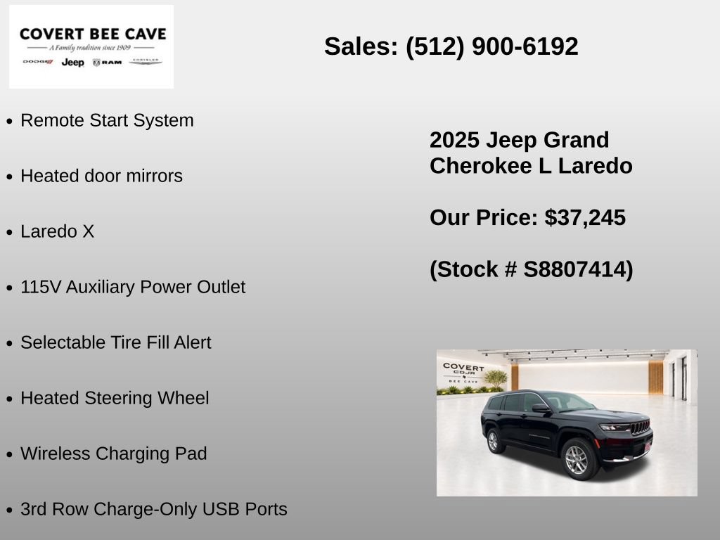 New 2025 Jeep Grand Cherokee L Laredo w/ Luxury Tech Group I RWD image 25