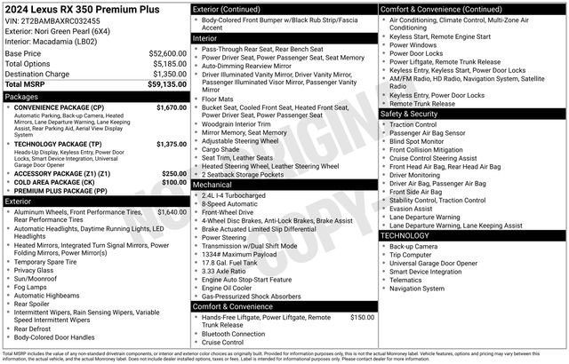 Used 2024 Lexus RX 350 Premium Plus w/ Convenience Package FWD image 35