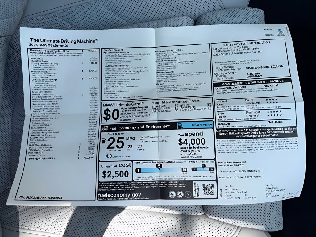 New 2026 BMW X5 xDrive40i w/ Climate Comfort Package AWD/4WD image 24