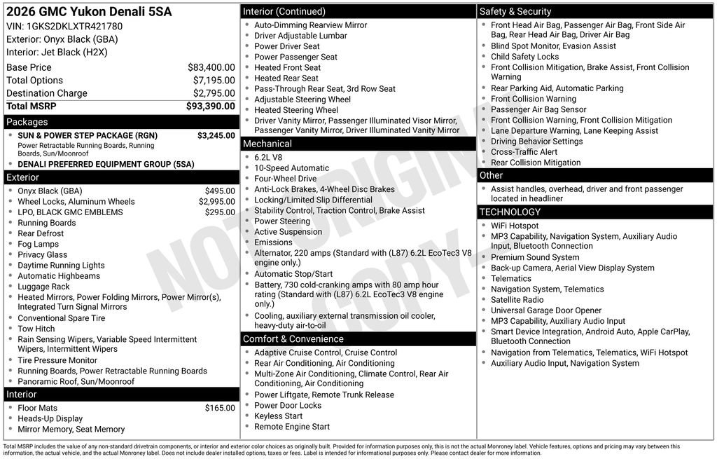 New 2026 GMC Yukon Denali w/ Sun & Power Step Package AWD/4WD image 3