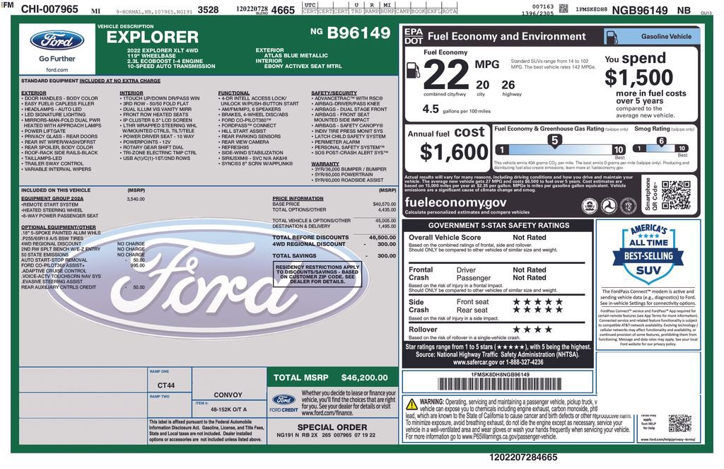 Certified 2022 Ford Explorer XLT w/ Equipment Group 202A image 34