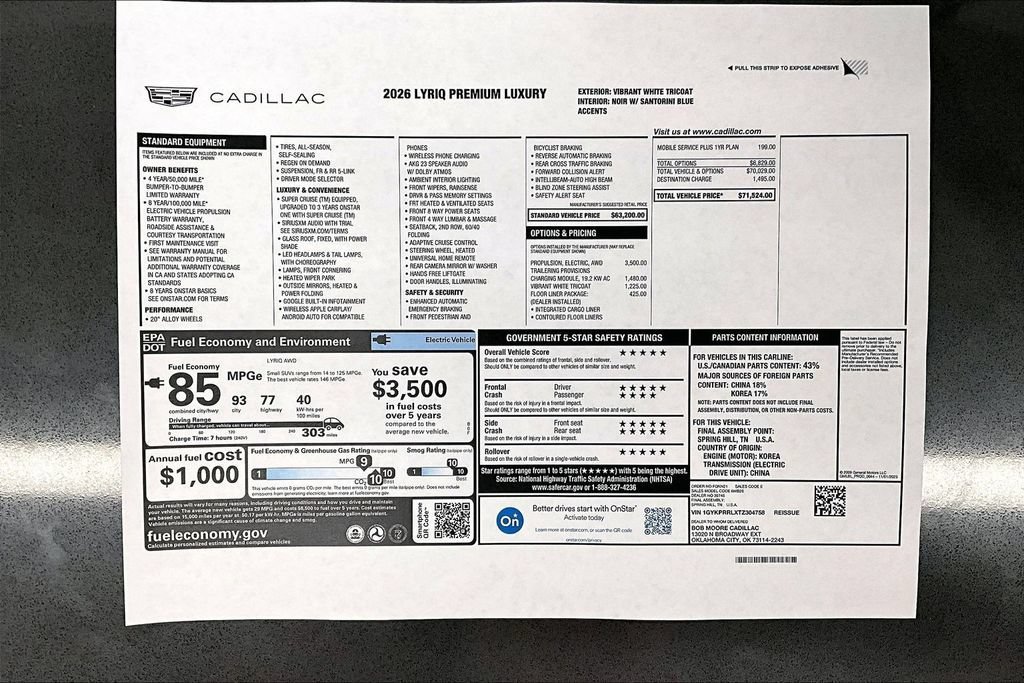 New 2026 Cadillac Lyriq Premium Luxury w/ LPO, Floor Liner Package AWD/4WD image 14