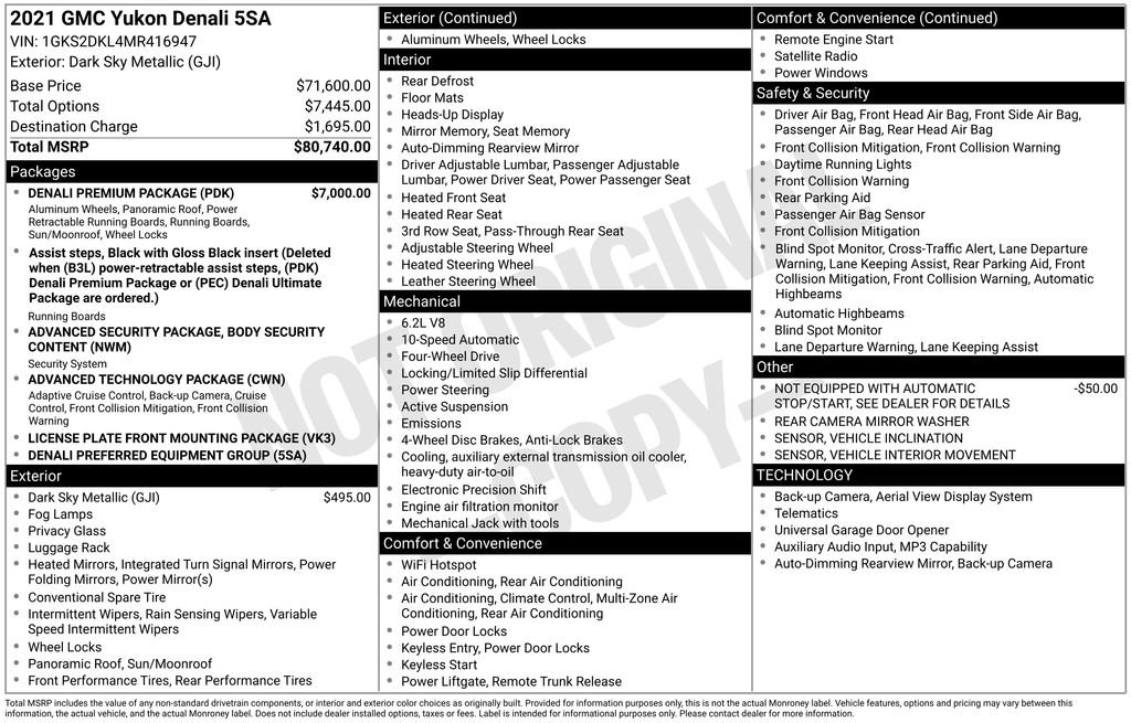 Used 2021 GMC Yukon Denali w/ Denali Premium Package image 2