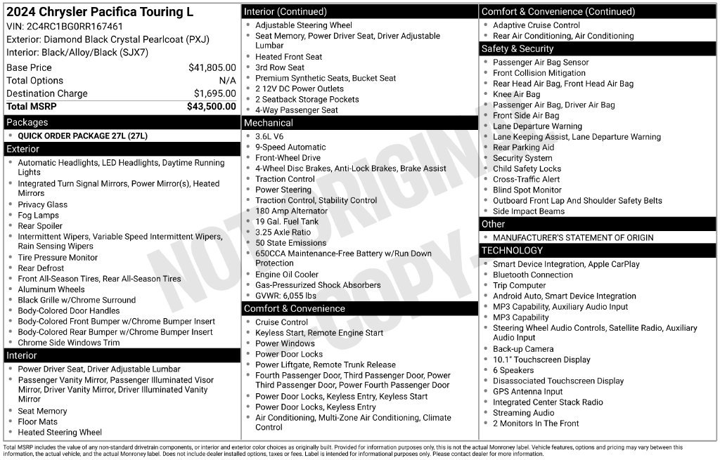 Used 2024 Chrysler Pacifica Touring-L FWD image 4