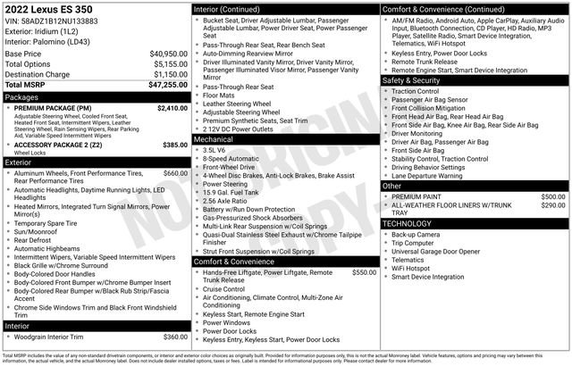 Used 2022 Lexus ES 350 350 w/ Premium Package image 5