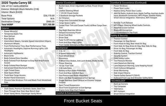 Used 2020 Toyota Camry SE FWD image 16