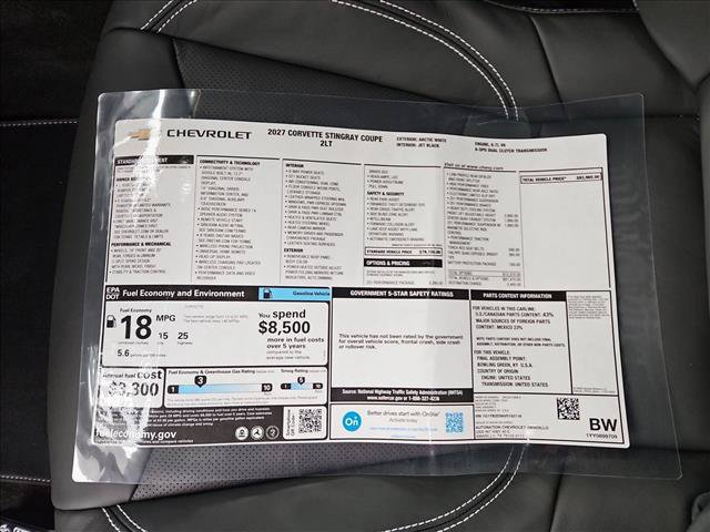 New 2027 Chevrolet Corvette Stingray Coupe w/ Z51 Performance Package RWD image 16