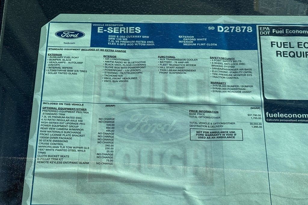 New 2025 Ford E-350 and Econoline 350 Super Duty w/ Power Equipment Group RWD image 10