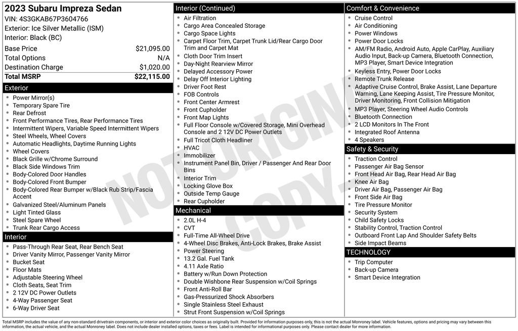 Used 2023 Subaru Impreza 2.0i image 8
