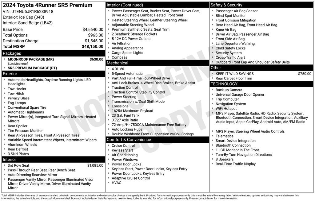 Used 2024 Toyota 4Runner SR5 Premium w/ Moonroof Package AWD/4WD image 34