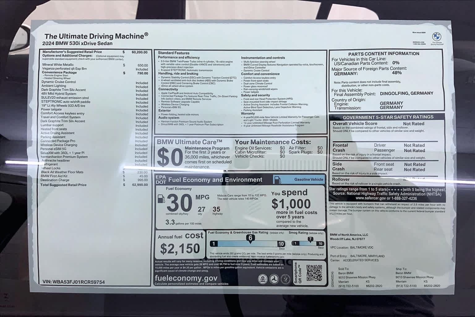 New 2024 BMW 530i xDrive w/ M Sport Package AWD/4WD image 22