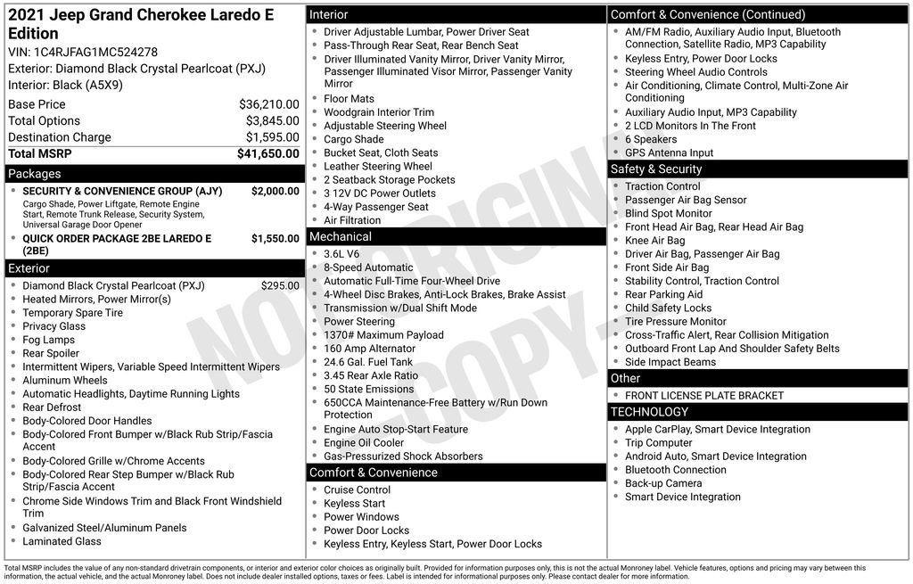 Certified 2021 Jeep Grand Cherokee Laredo w/ Security & Convenience Group AWD/4WD image 40