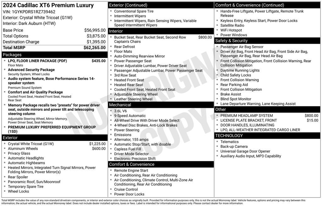 Certified 2024 Cadillac XT6 Premium Luxury w/ LPO, Floor Liner Package AWD/4WD image 2