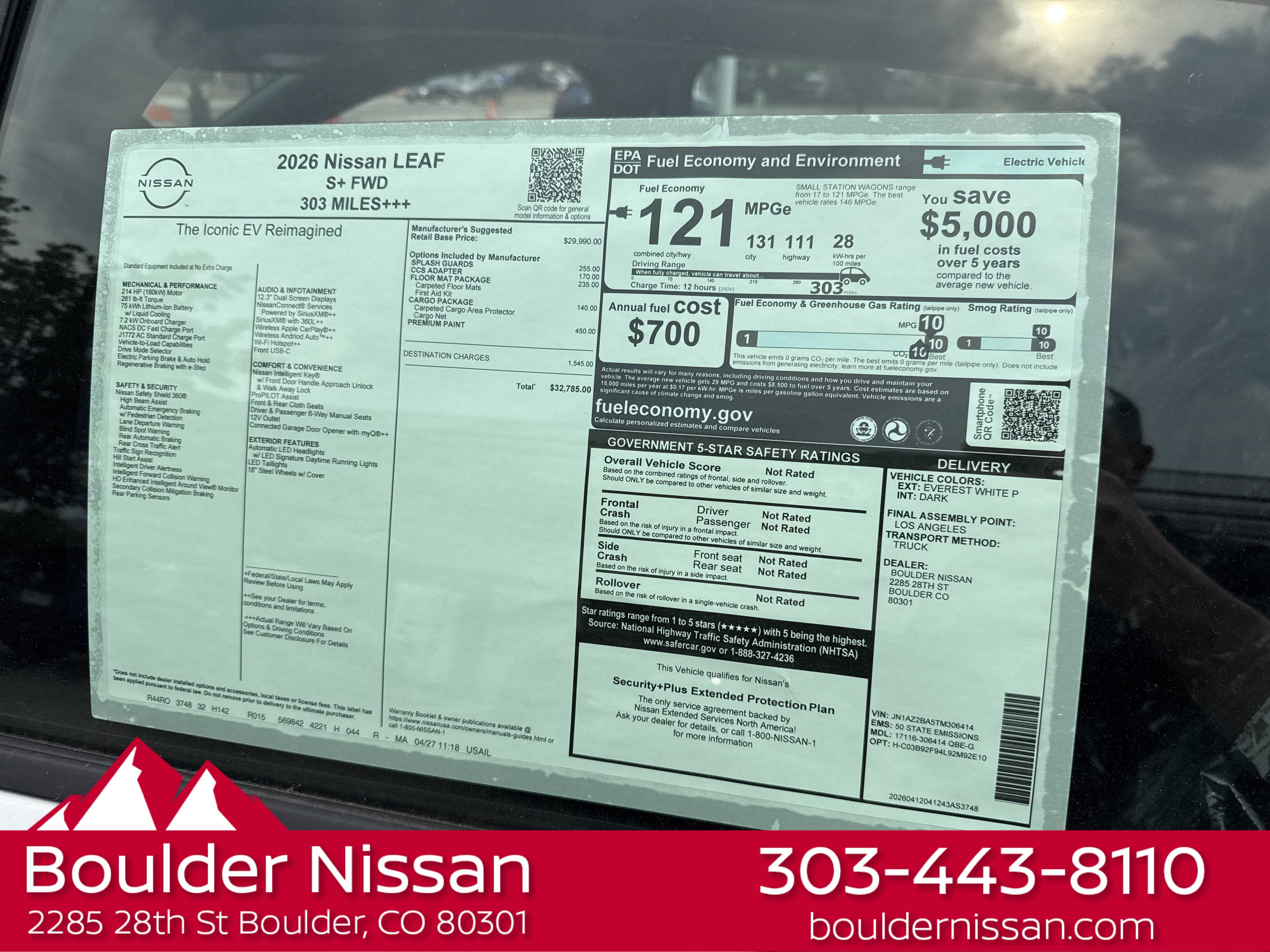 New 2026 Nissan Leaf w/ Floor Mat Package (S+) FWD image 4