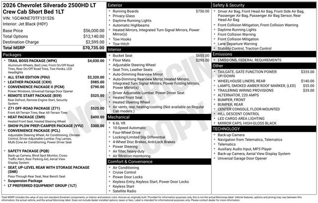 New 2026 Chevrolet Silverado 2500 LT w/ Trail Boss Package image 1