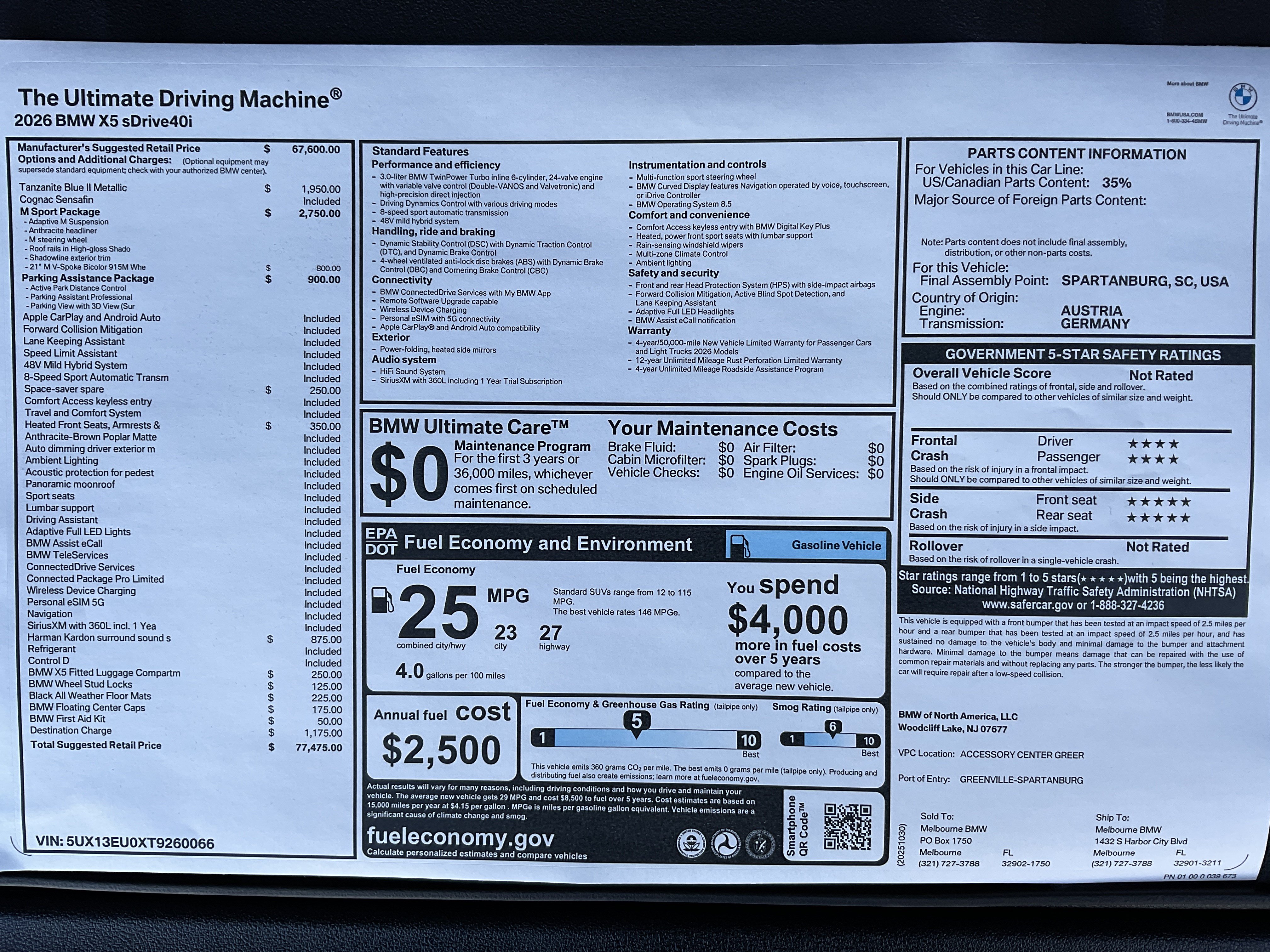 New 2026 BMW X5 sDrive40i w/ M Sport Package RWD image 37
