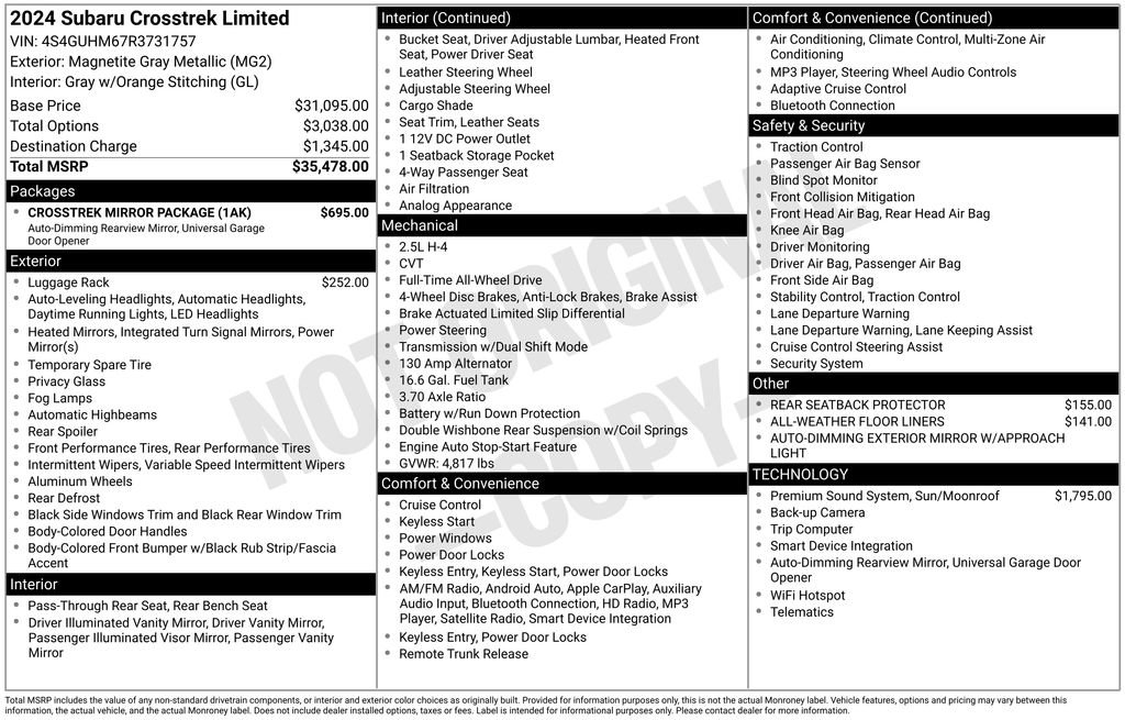 Used 2024 Subaru Crosstrek 2.5i Limited w/ Crosstrek Mirror Package AWD/4WD image 34