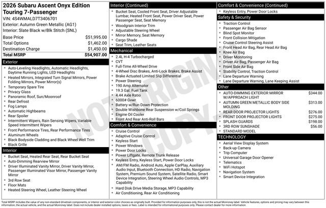 New 2026 Subaru Ascent Bronze Edition AWD/4WD image 36