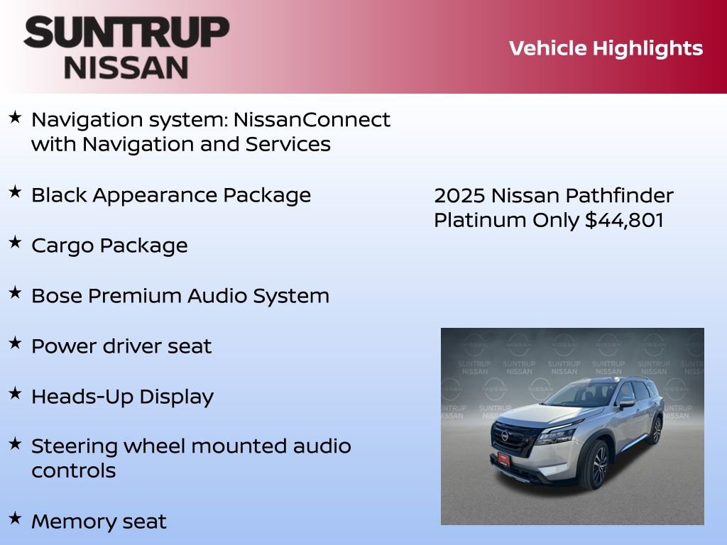 New 2025 Nissan Pathfinder Platinum w/ Black Appearance Package image 8