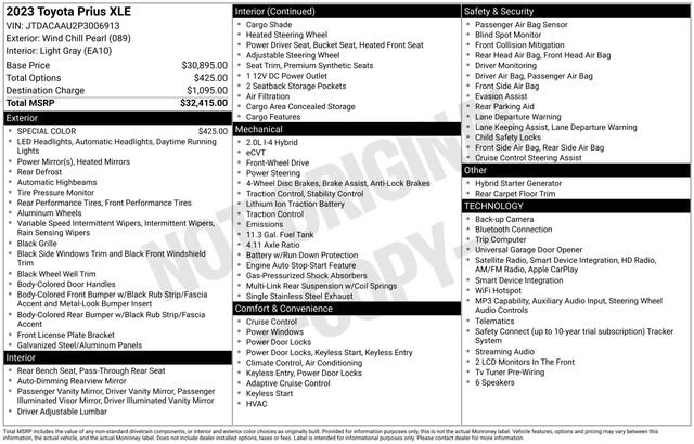 Used 2023 Toyota Prius XLE FWD image 7