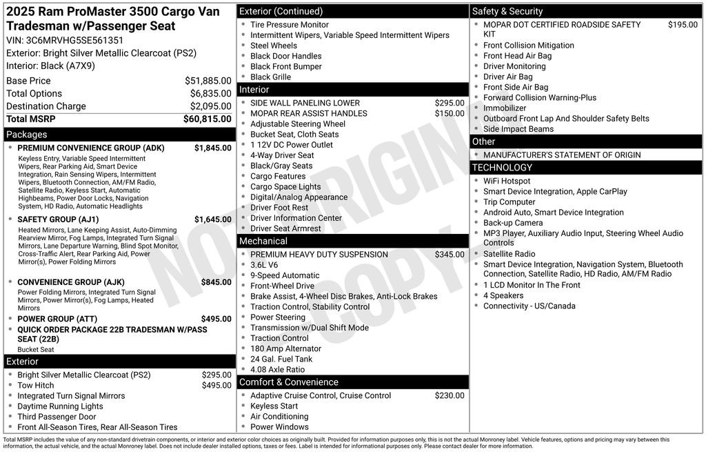 Used 2025 RAM ProMaster 3500 w/ Premium Convenience Group FWD image 34