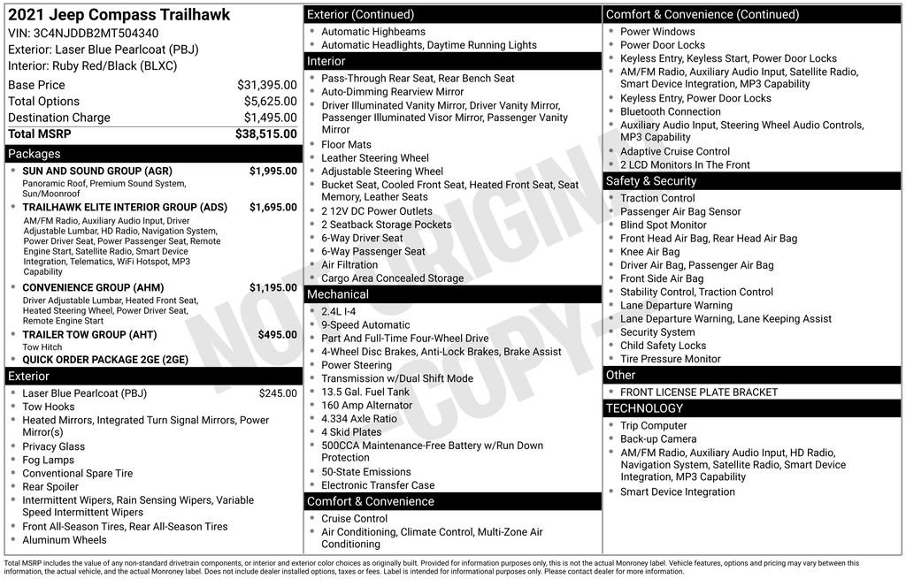 Used 2021 Jeep Compass Trailhawk w/ Sun and Sound Group image 19