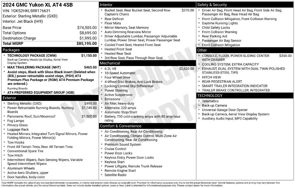 Used 2024 GMC Yukon XL AT4 w/ Technology Package AWD/4WD image 47