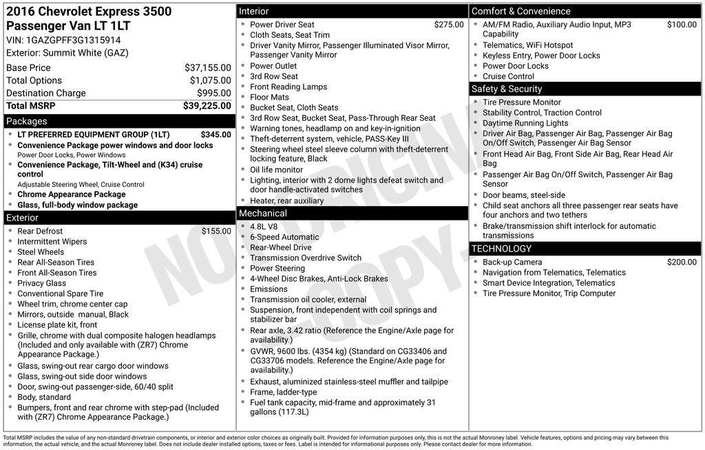 Used 2016 Chevrolet Express 3500 LT w/ LT Preferred Equipment Group image 19