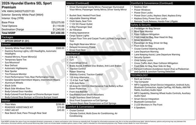 New 2026 Hyundai Elantra SEL Sport Premium FWD image 41