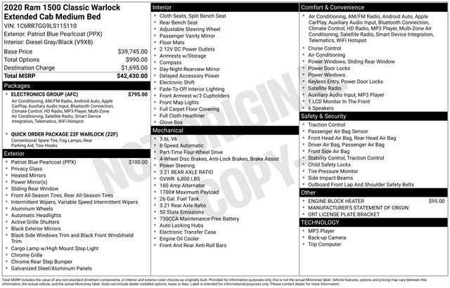 Used 2020 RAM 1500 Classic Warlock w/ Electronics Group image 32