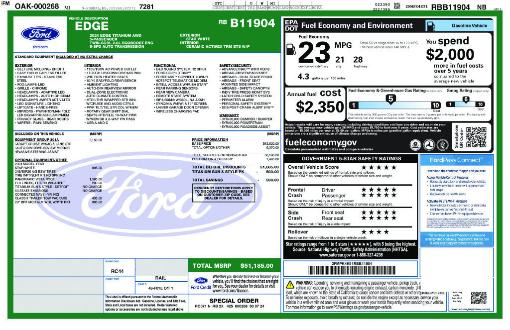 Certified 2024 Ford Edge Titanium AWD/4WD image 12