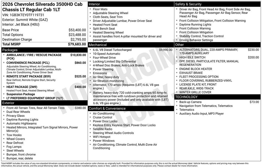 New 2026 Chevrolet Silverado 3500 LT w/ Ambulance/Fire/Rescue Package AWD/4WD image 35