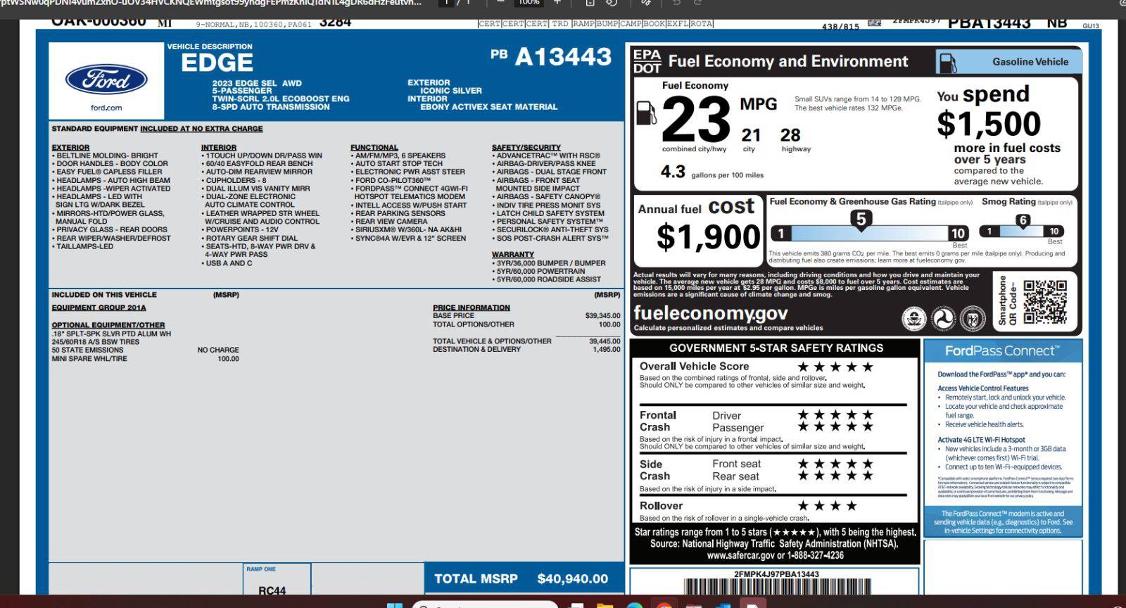 Used 2023 Ford Edge SEL AWD/4WD image 5